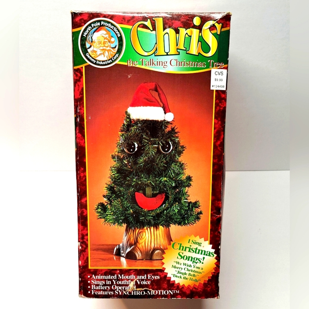 1998 Gemmy Chris The Talking Singing Christmas Tree W/Box Complete Vintage Decor
